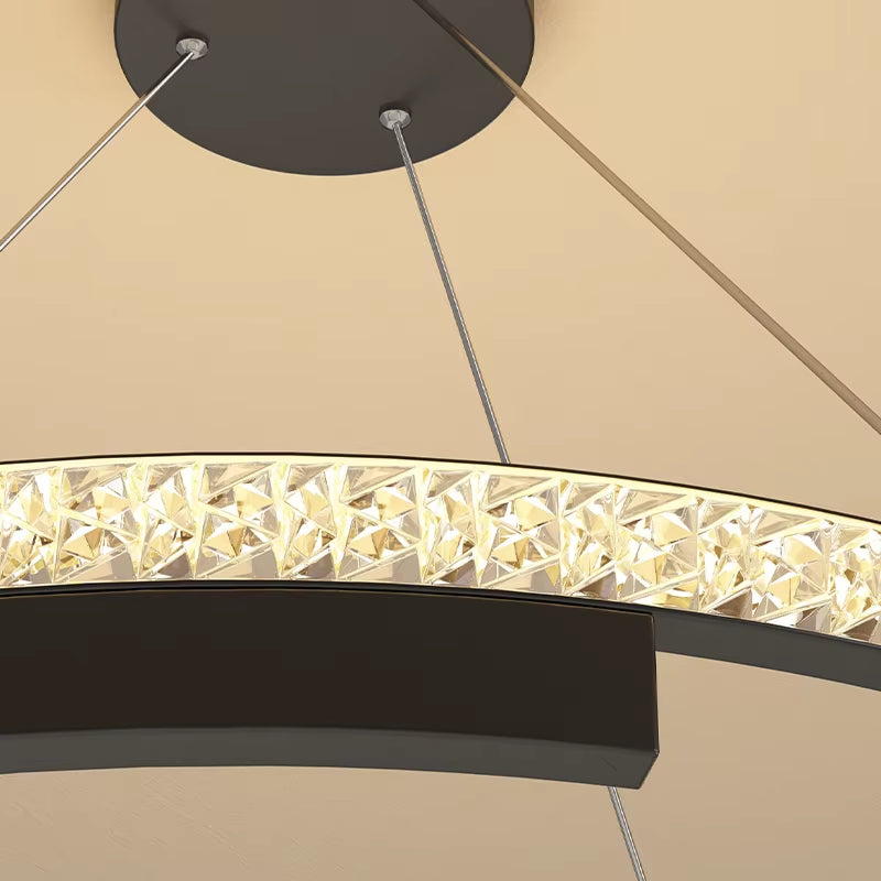Minimalist Black LED Chandelier – Sleek Modern Lighting for Elegant Interiors
