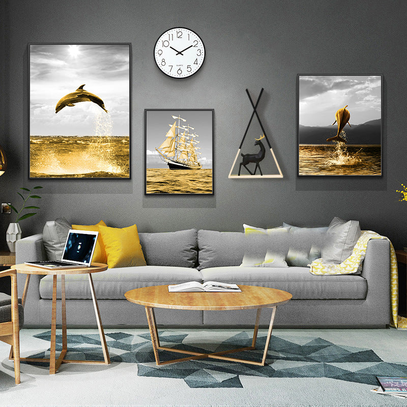Modern Minimalist Wall Mural – Multi-Piece Framed Canvas for Living Room