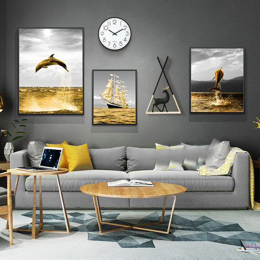 Modern Minimalist Wall Mural – Multi-Piece Framed Canvas for Living Room