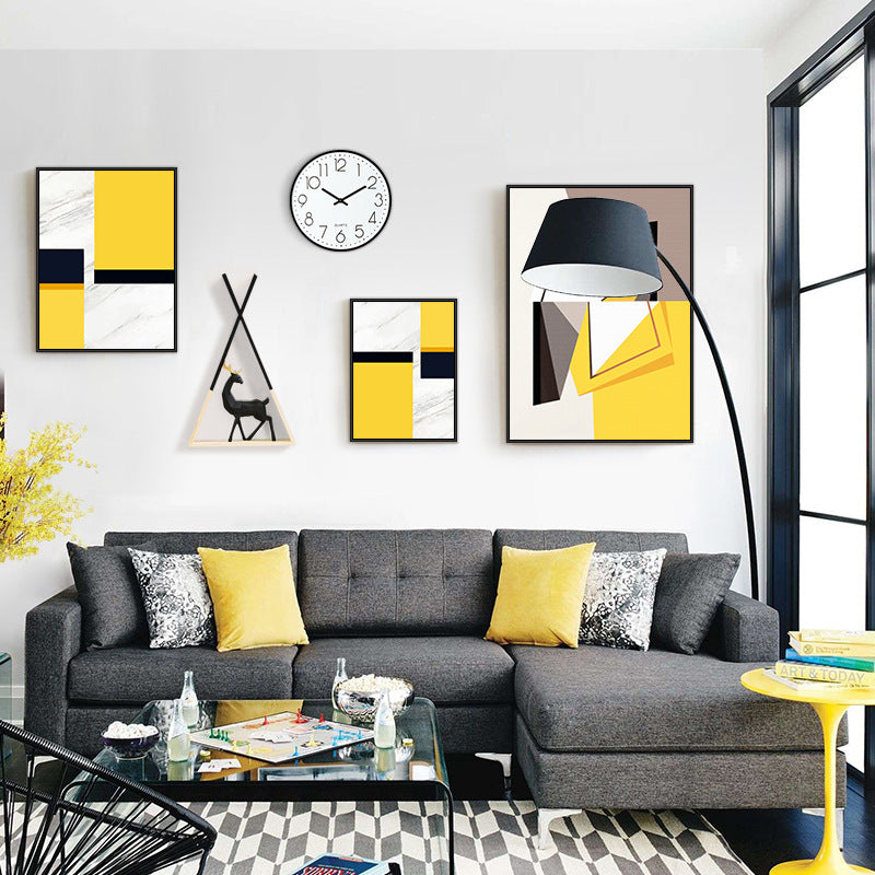 Modern Minimalist Wall Mural – Multi-Piece Framed Canvas for Living Room