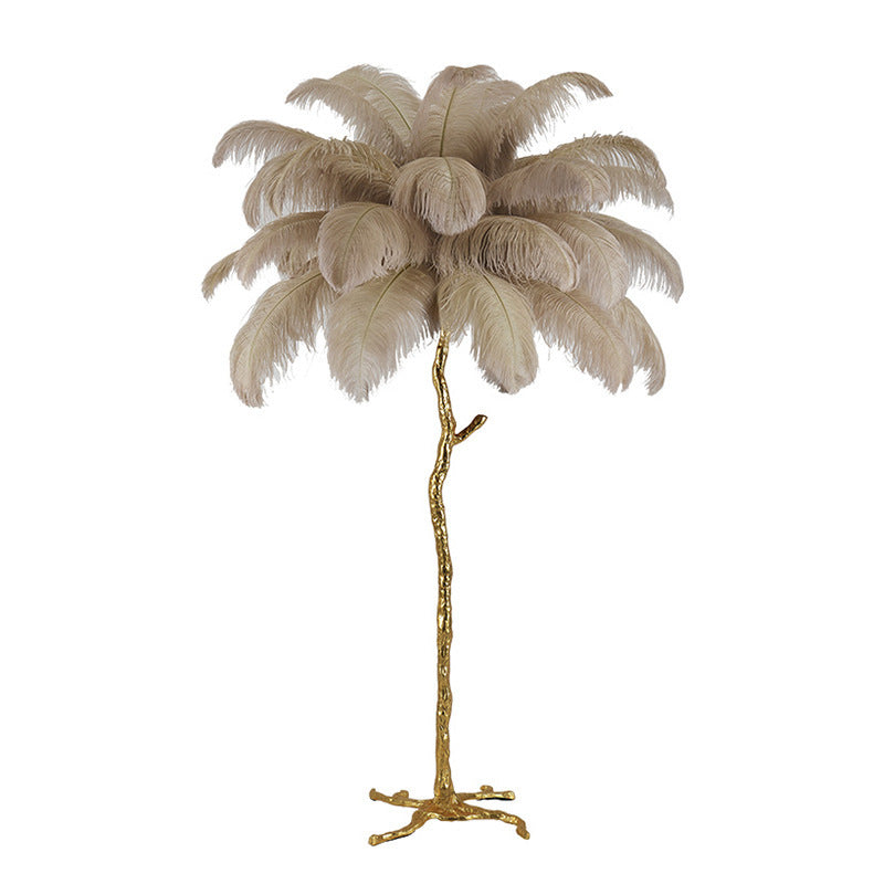 Nordic Feather Dream Lamp – Chic Copper Floor Light for Modern Interiors