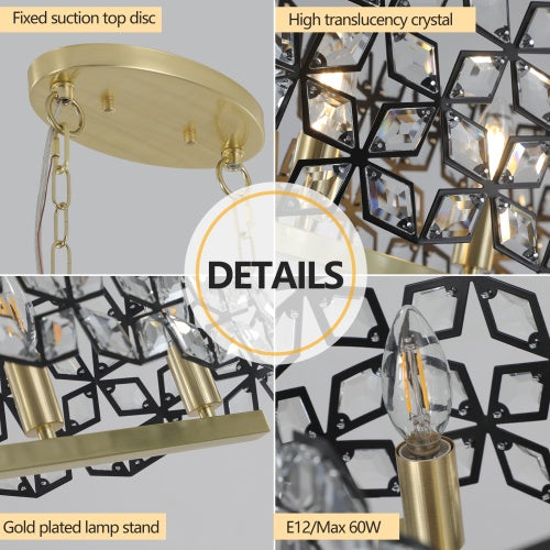 Modern Champagne Gold Crystal Chandelier – Oval Luxury Ceiling Light