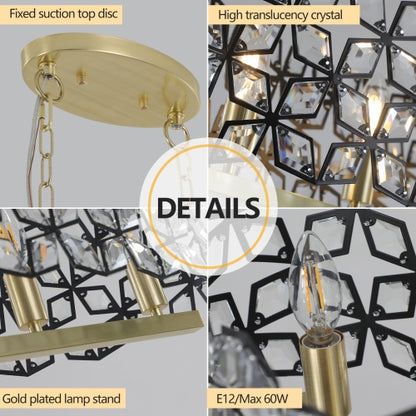 Modern Champagne Gold Crystal Chandelier – Oval Luxury Ceiling Light