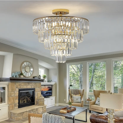 Elegant French Gold Crystal Chandelier – Multi-Tier Luxury Ceiling Light