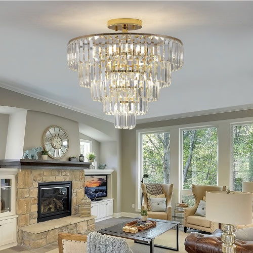 Elegant French Gold Crystal Chandelier – Multi-Tier Luxury Ceiling Light