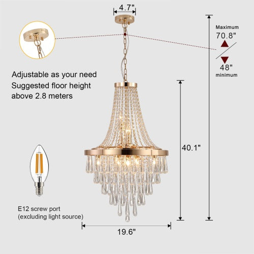 Grand Golden Crystal Chandelier – Modern Luxury Lighting for High Ceilings