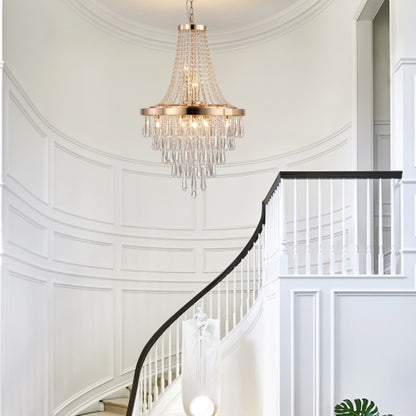 Grand Golden Crystal Chandelier – Modern Luxury Lighting for High Ceilings