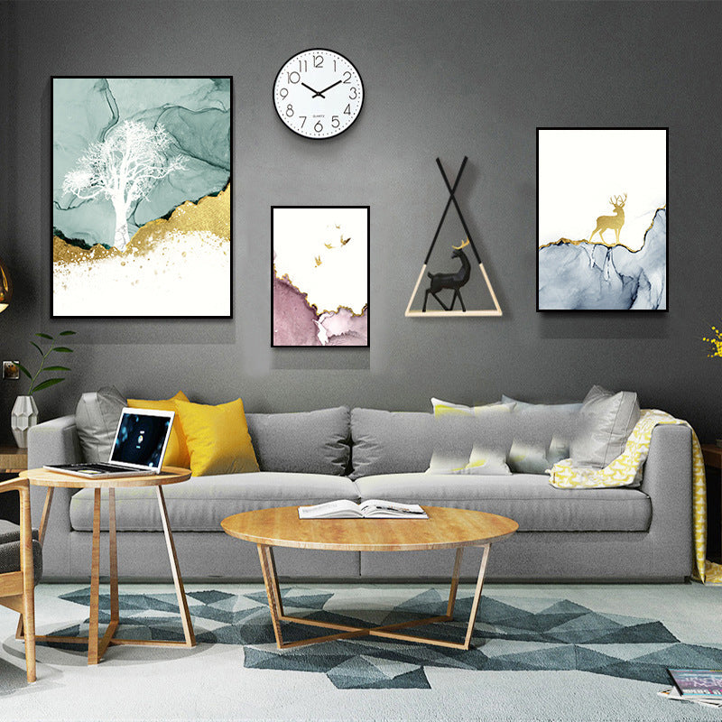 Modern Minimalist Wall Mural – Multi-Piece Framed Canvas for Living Room