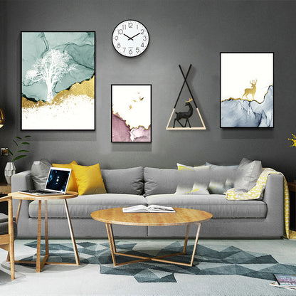 Modern Minimalist Wall Mural – Multi-Piece Framed Canvas for Living Room
