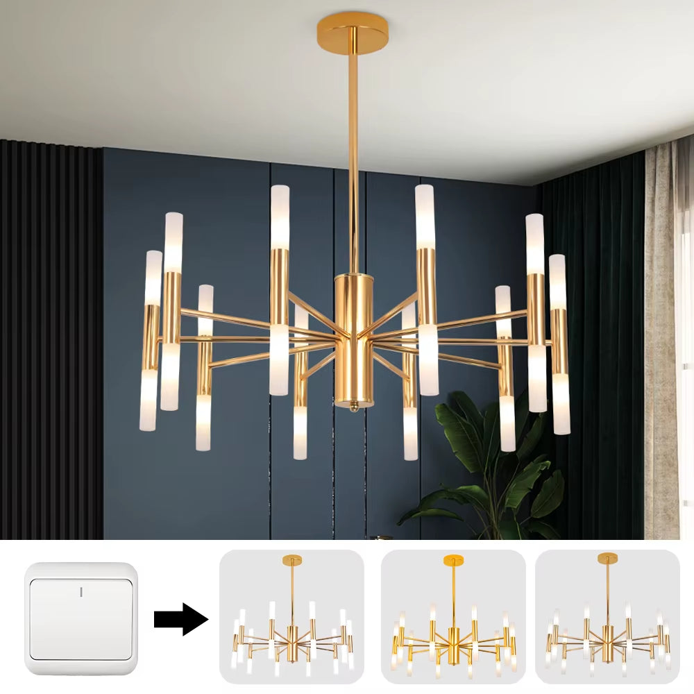Stylish LED Crystal Chandelier – Luxury Golden Pendant Ceiling Light