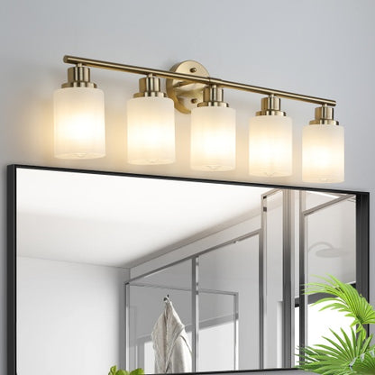 Elegant Gold Vanity Lamp – Wall-Mounted 5-Light Bathroom Fixture