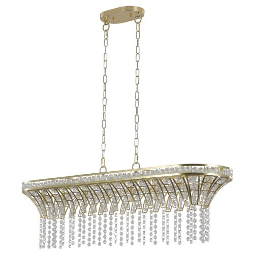 Elegant Oval Crystal Chandelier – Champagne Gold Hanging Ceiling Fixture