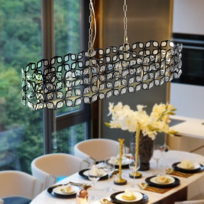 Modern Champagne Gold Crystal Chandelier – Oval Luxury Ceiling Light