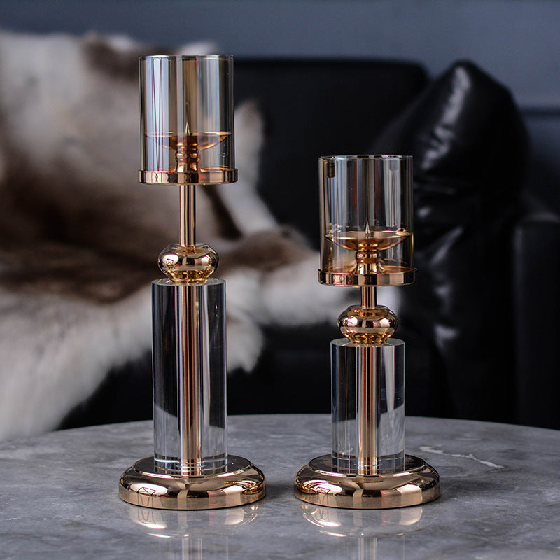 Romantic Crystal Candle Holder – Elegant Gold Accent for Dinners & Events