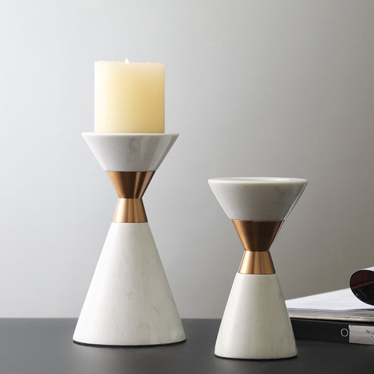 Marble & Metal Candle Holder – Elegant Decorative Ornament for Home Decor