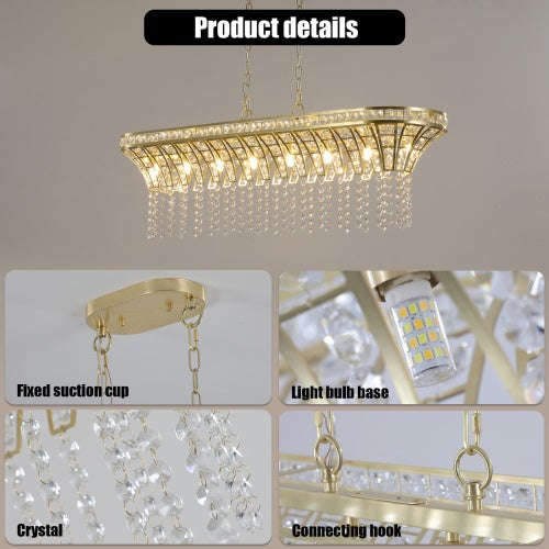 Elegant Oval Crystal Chandelier – Champagne Gold Hanging Ceiling Fixture