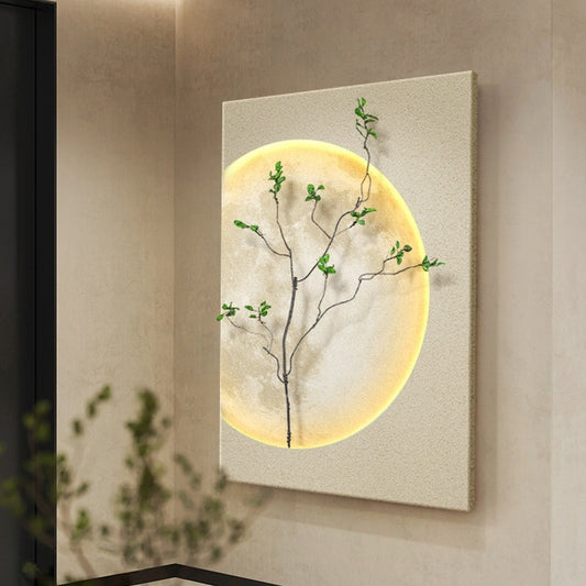 Abstract Moon Shadow Wall Art – Silent Wind Canvas Mural with Optional Lighting