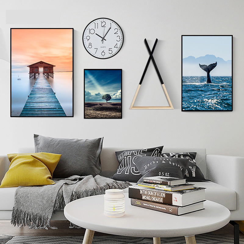 Modern Minimalist Wall Mural – Multi-Piece Framed Canvas for Living Room