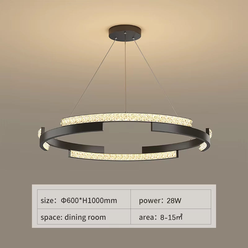 Minimalist Black LED Chandelier – Sleek Modern Lighting for Elegant Interiors
