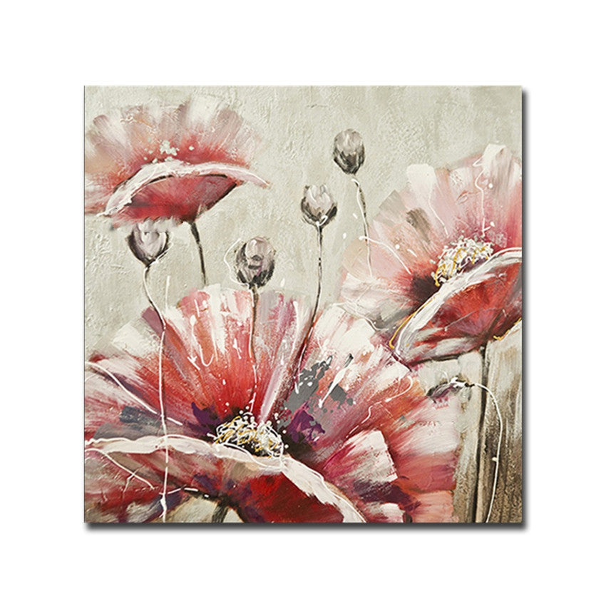 Hand-Painted White Flower Oil Painting – Frameless Linen Canvas Wall Art