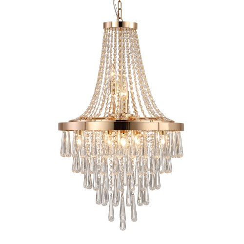 Grand Golden Crystal Chandelier – Modern Luxury Lighting for High Ceilings