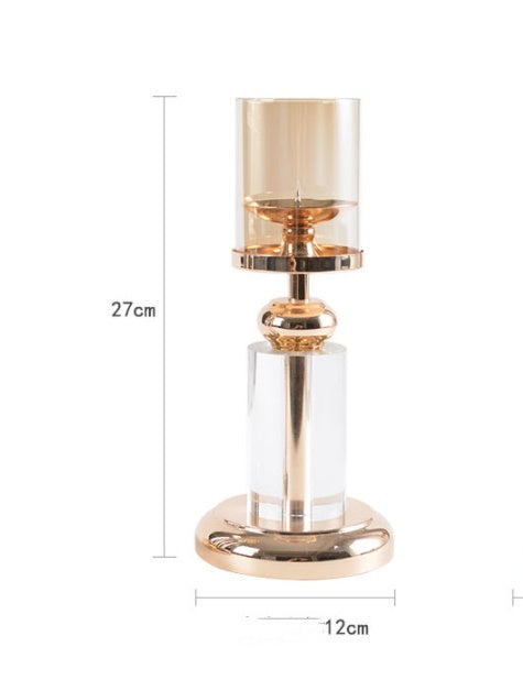 Romantic Crystal Candle Holder – Elegant Gold Accent for Dinners & Events